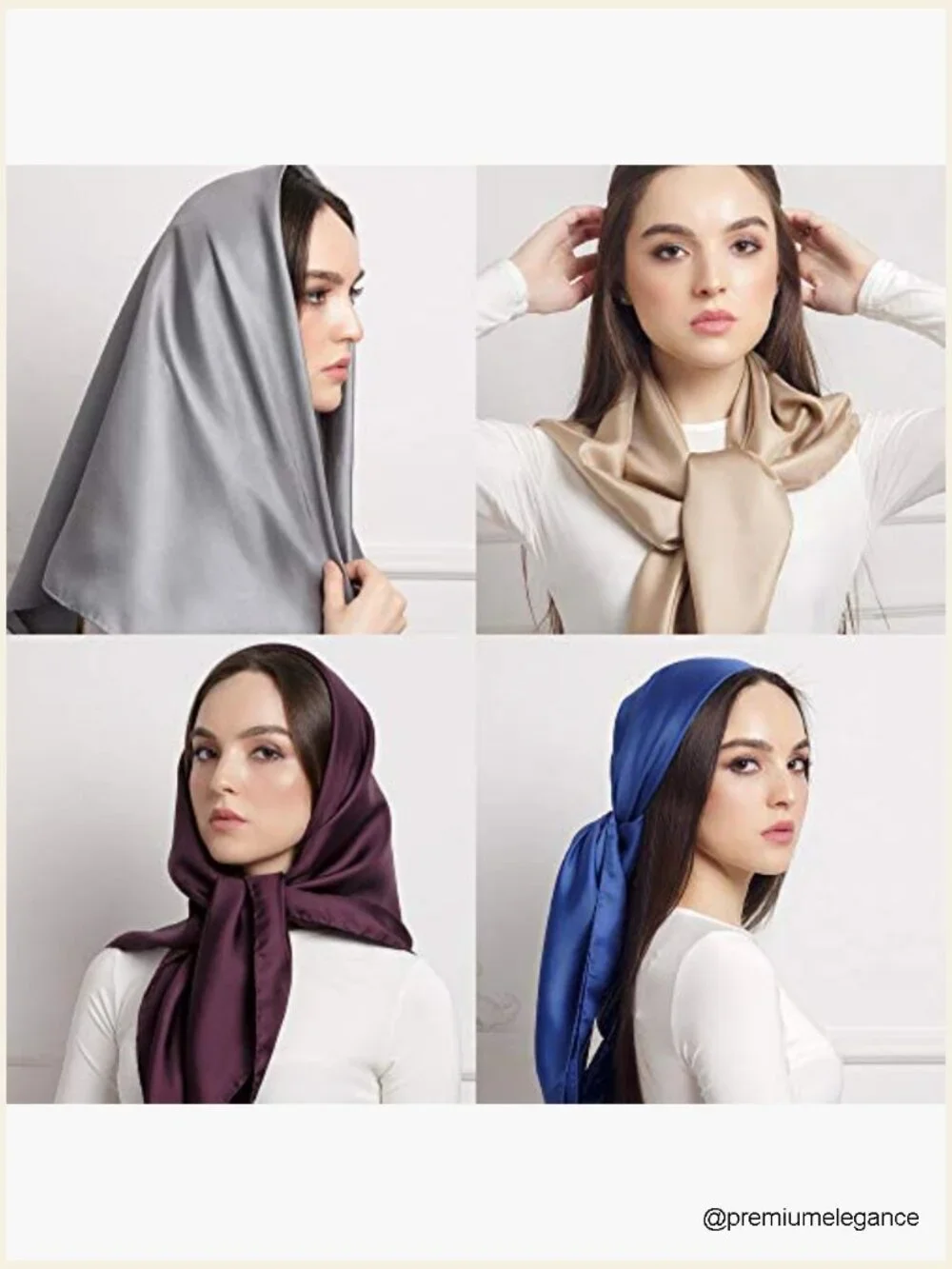 Large Square Satin Headscarf Fashion Scarf Multicolor 24x24
